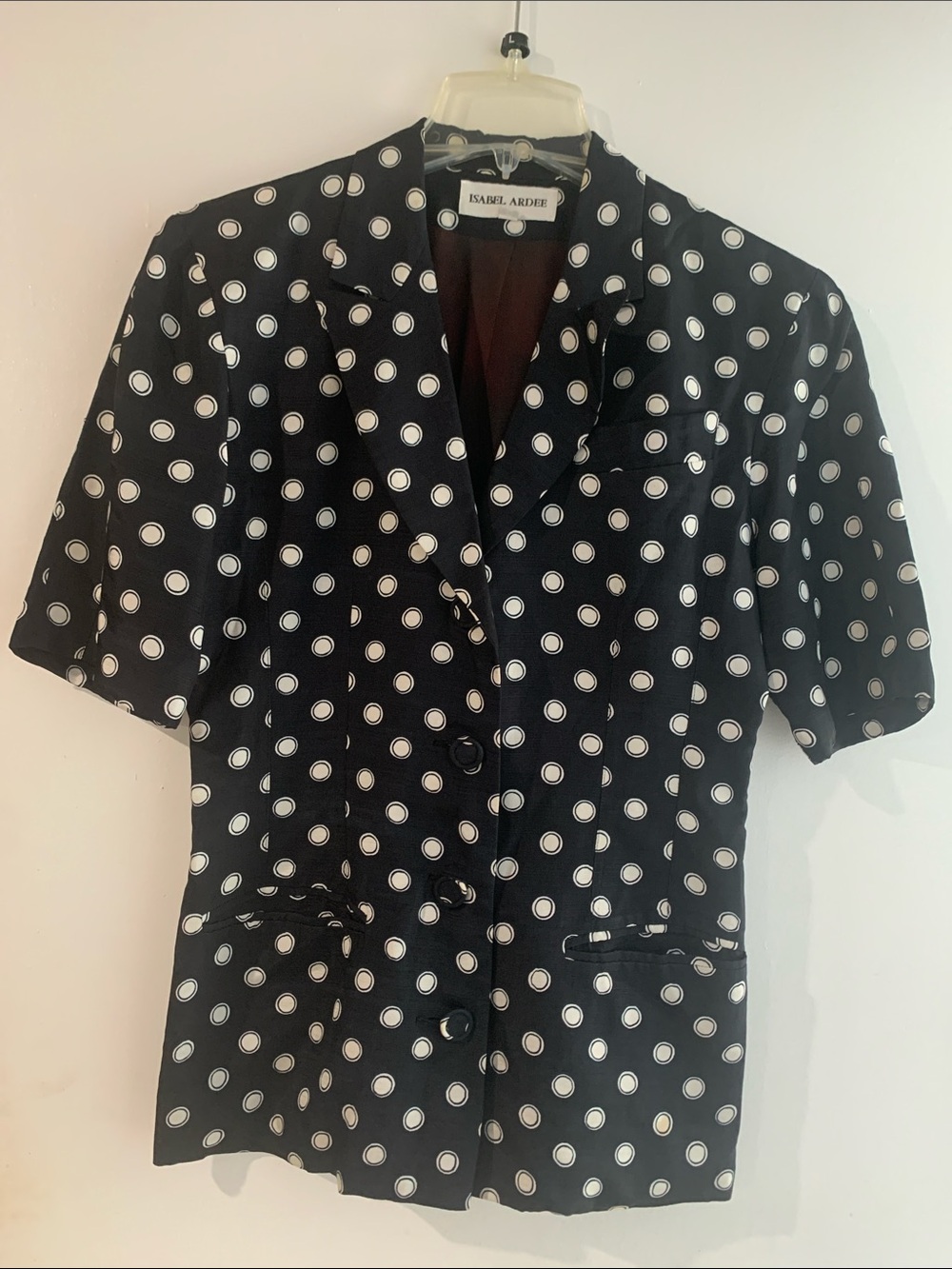 Isabel Ardee Black Polka Dot Short-Sleeve Blazer